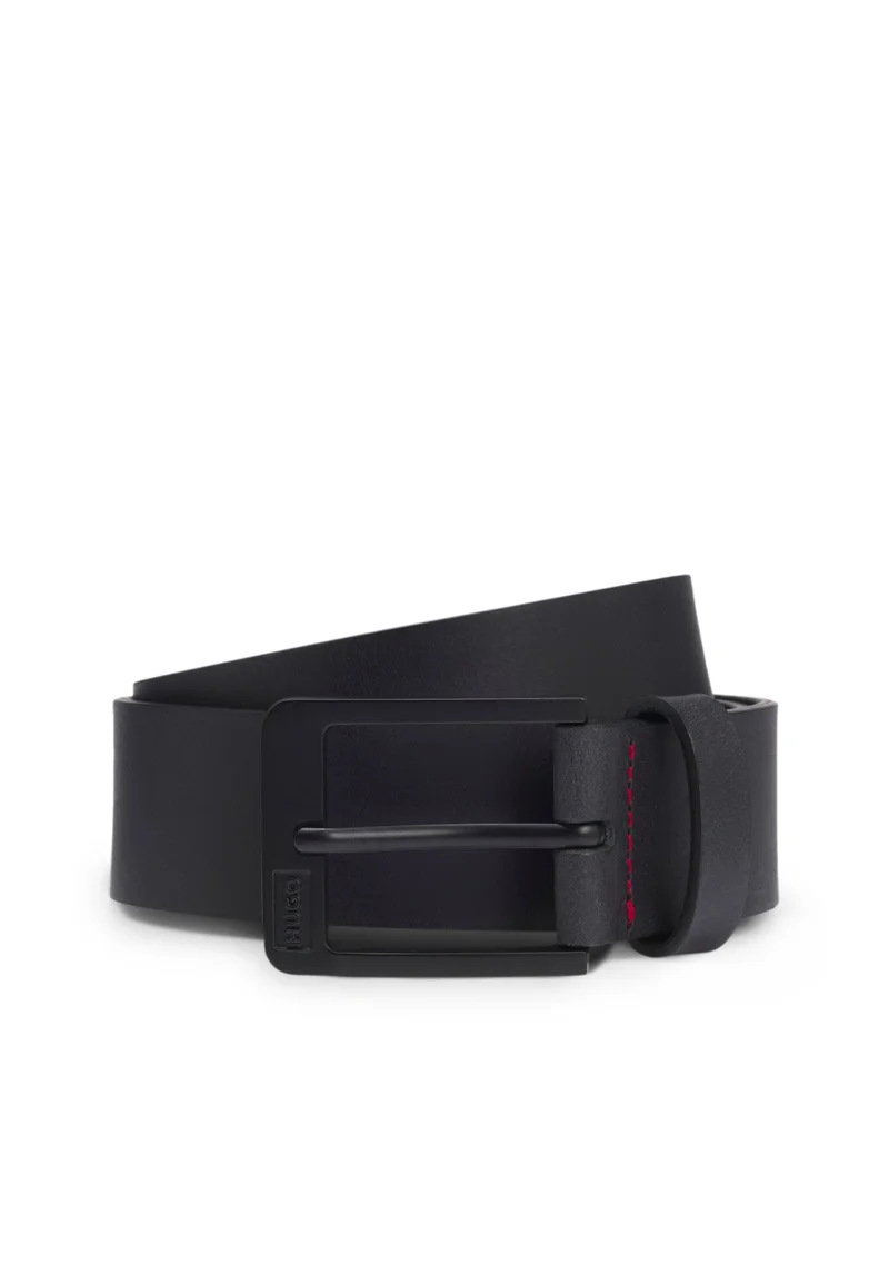 HUGO Italian-leather belt with logo buckle