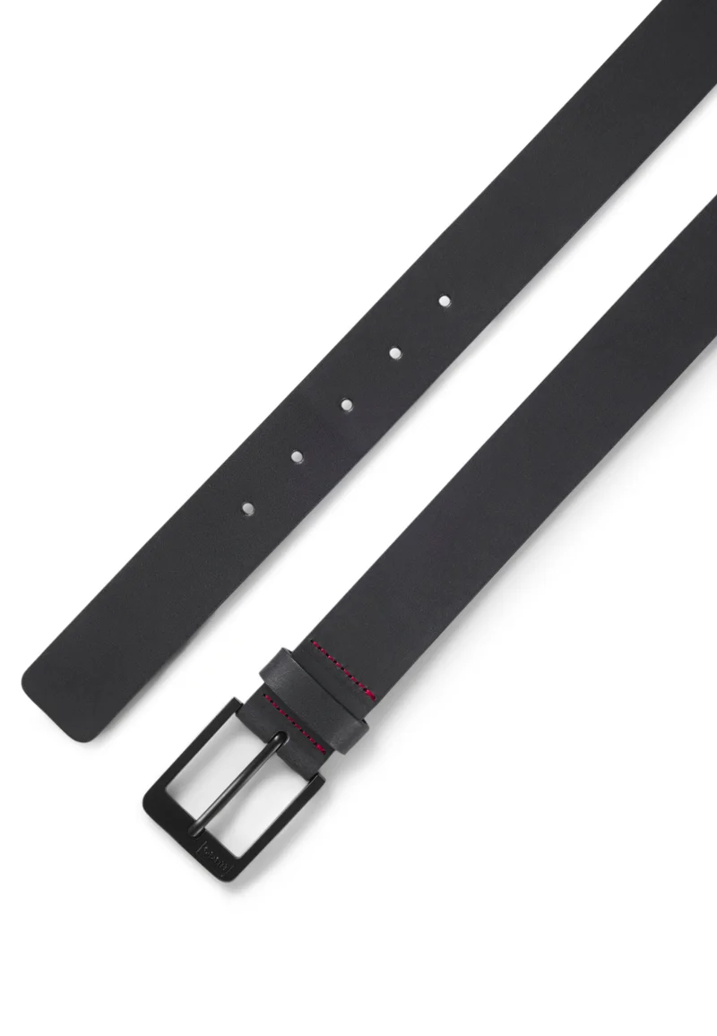 HUGO Italian-leather belt with logo buckle