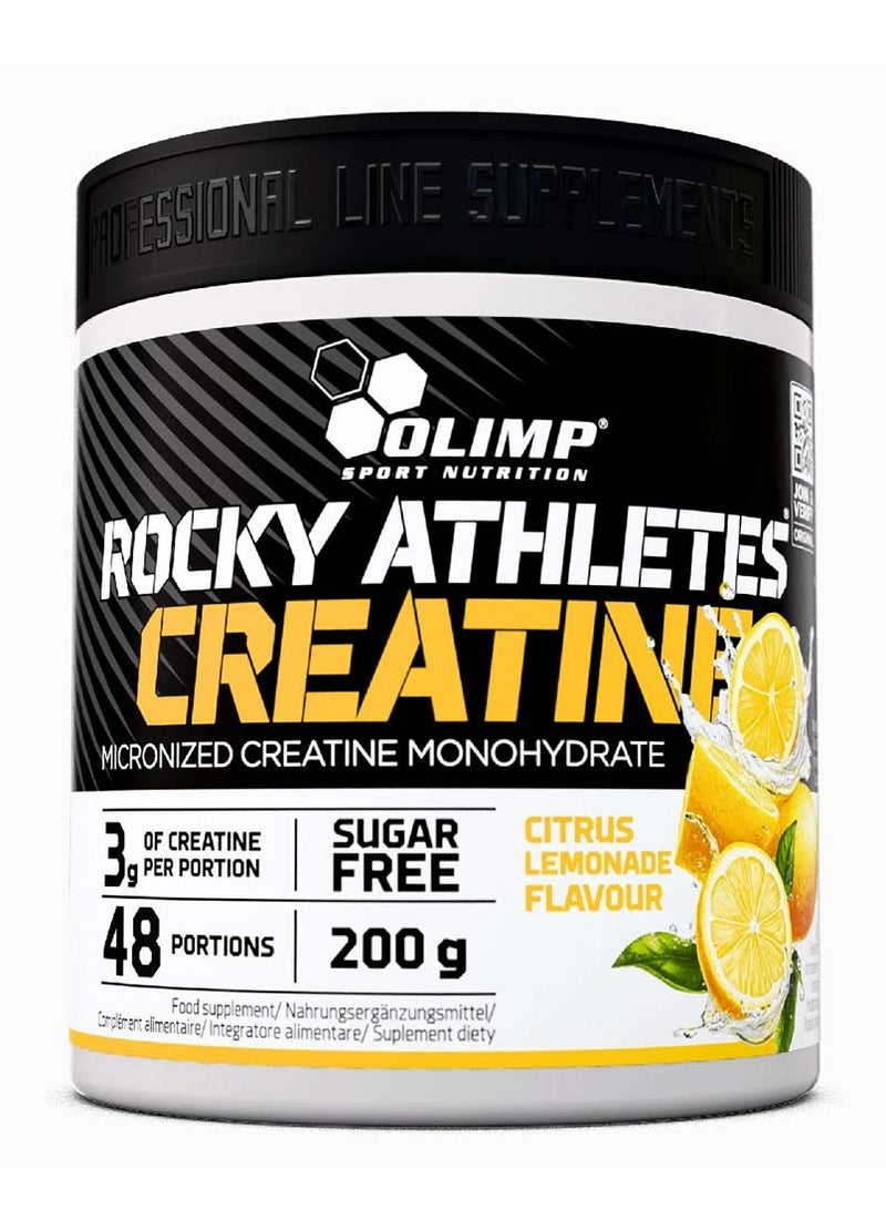 Olimp Sport Nutrition Rocky Athletes Creatine Citrus Lemonade 200g, Micronized Creatine Monohydrate with Magnesium & Vitamin B6 for Energy & Muscle Support