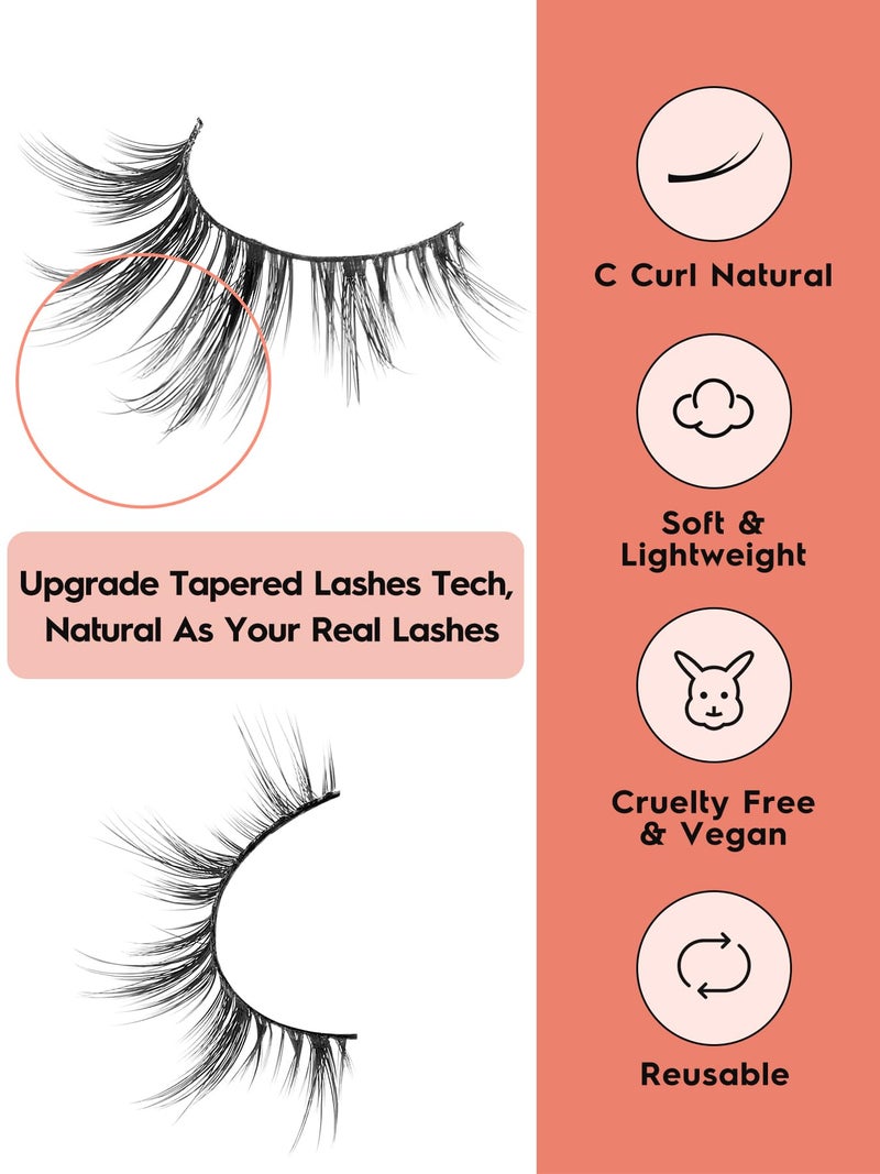 Siligli Manga Lashes Wispy False Eyelashes Natural Look 14mm Cat Eyelashes Anime Lashes 0.1mm Thin Band Manhua Lash Strips 3D Volume Strip Lash Pack C Curl Eyelash 7 Pair Siligli - Image 5