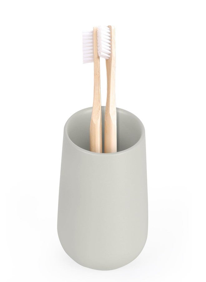 INGOFIN 12 oz Ceramic Toothbrush Holder, Toothpaste Holder and Cup for Bathroom Vanity and Countertop, Organizer for Cosmetic, Makeup, Office Pencils, for Hotel and Apartment, Light Grey - Image 1