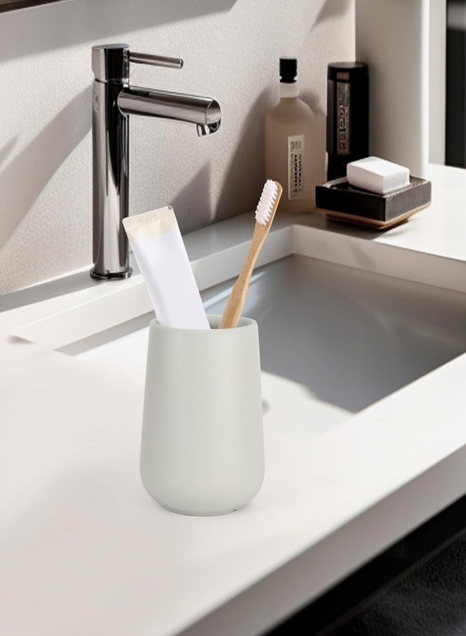 INGOFIN 12 oz Ceramic Toothbrush Holder, Toothpaste Holder and Cup for Bathroom Vanity and Countertop, Organizer for Cosmetic, Makeup, Office Pencils, for Hotel and Apartment, Light Grey - Image 3