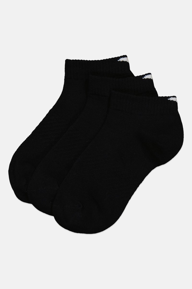 ANTA Kids Boy 3 Pairs Brand Logo Crew Socks, Black - Image 1