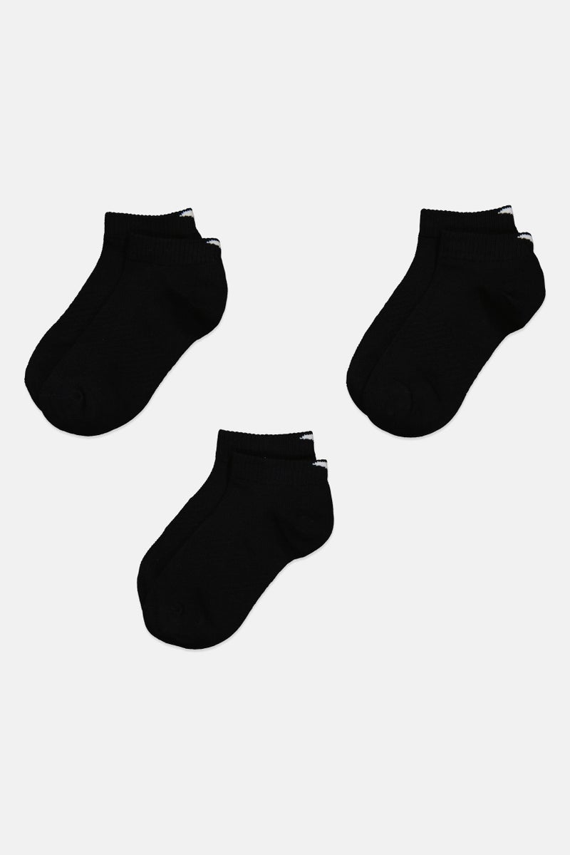 ANTA Kids Boy 3 Pairs Brand Logo Crew Socks, Black - Image 3