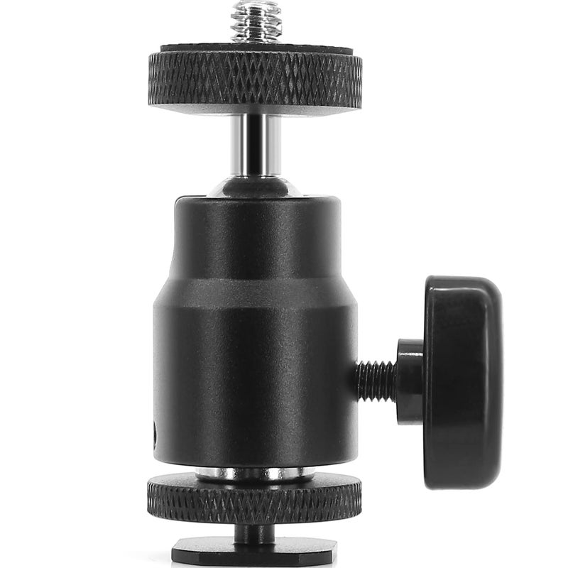 Anwenk 1/4" Hot Shoe Adapter Mount Camera Ball Head Hot Shoe Mount with 1/4" Tripod Screw Head for Lightweight Light LCD Monitors Flash Photography Studio Action Camera - Image 1