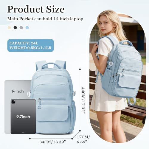 WEPOET Lightweight Black College Backpack for Women Men Cute School Bag for Teens Girls Boys Simple Middle School Bookbag Waterproof Casual Daypacks for StudentsBlue - Image 3