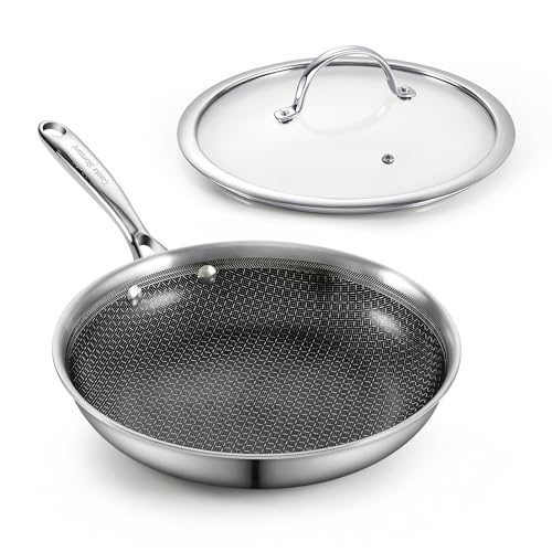 Cooks Standard Hybrid Nonstick Frying Pan, 8-Inch Skillet, Multi-Ply Clad Stainless Steel Fry Pan with Tempered Glass Lids, Oven Safe, Compatible with All Stovetops - Image 1