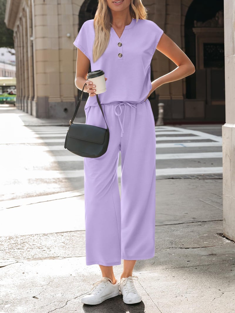 LILLUSORY Two Piece Lounge Sets for Women Spring Vacation Beach Travel Airport Outfits Casual Cruise Fashion 2026 Purple L - Image 2