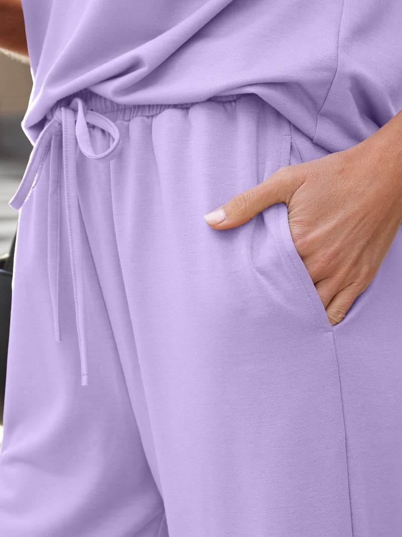 LILLUSORY Two Piece Lounge Sets for Women Spring Vacation Beach Travel Airport Outfits Casual Cruise Fashion 2026 Purple L - Image 4