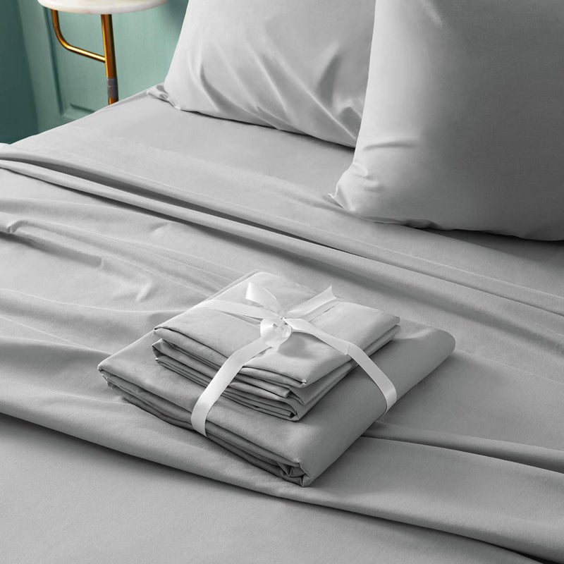 BYSURE Hotel Luxury Bed Sheets Set 6 Piece(King, Light Gray) - Super Soft 1800 Thread Count 100% Microfiber Sheets with Deep Pockets, Wrinkle & Fade Resistant - Image 4