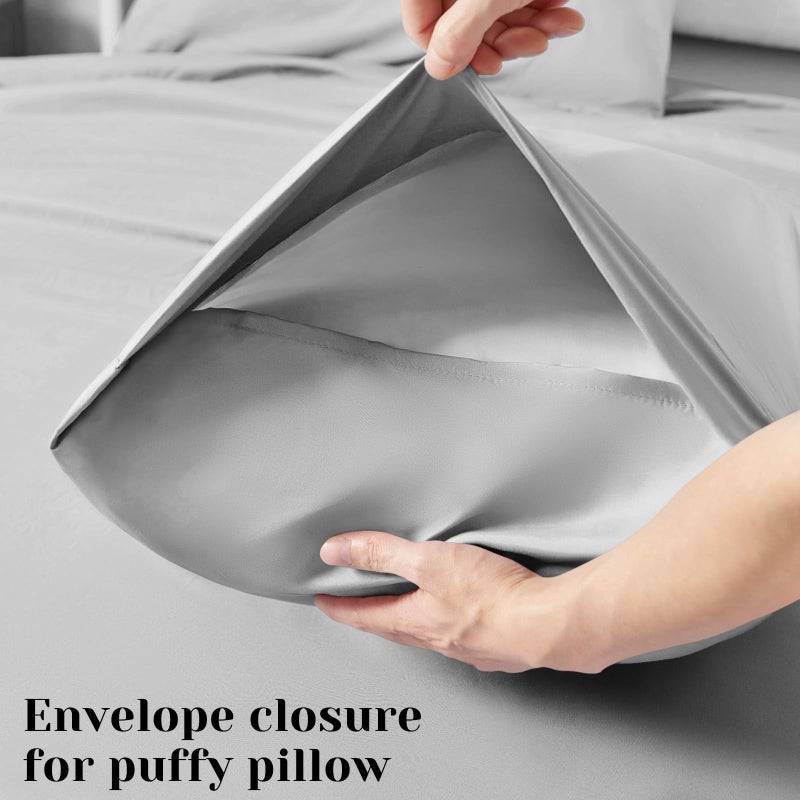 BYSURE Hotel Luxury Bed Sheets Set 6 Piece(King, Light Gray) - Super Soft 1800 Thread Count 100% Microfiber Sheets with Deep Pockets, Wrinkle & Fade Resistant - Image 5
