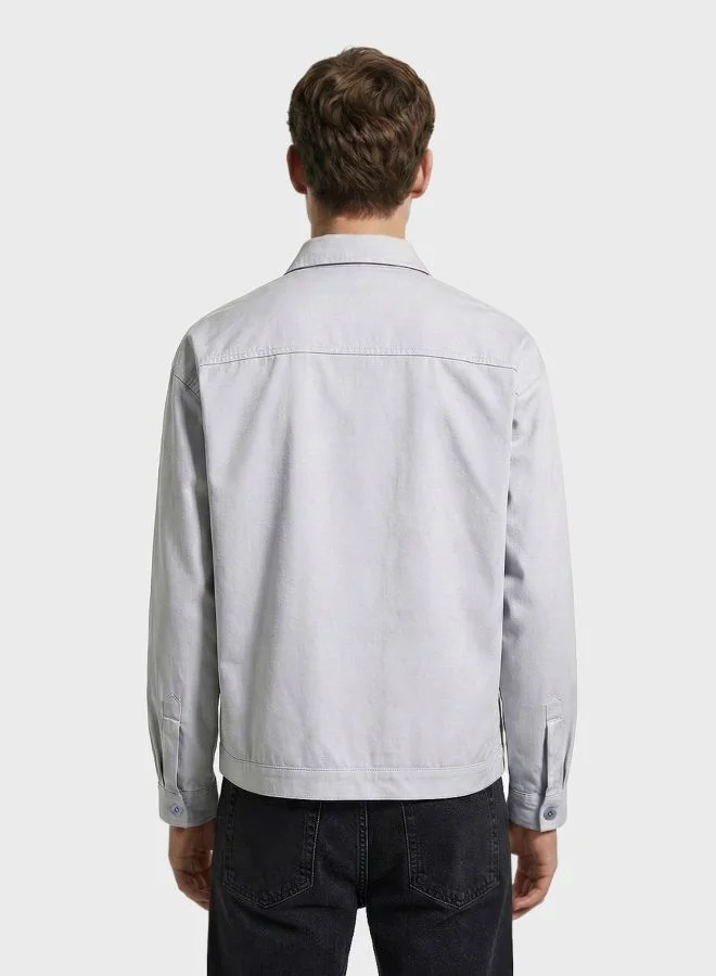 The Indian Garage Co Men Boxy Fit Embroidered Round Neck Full Sleeves Jacket