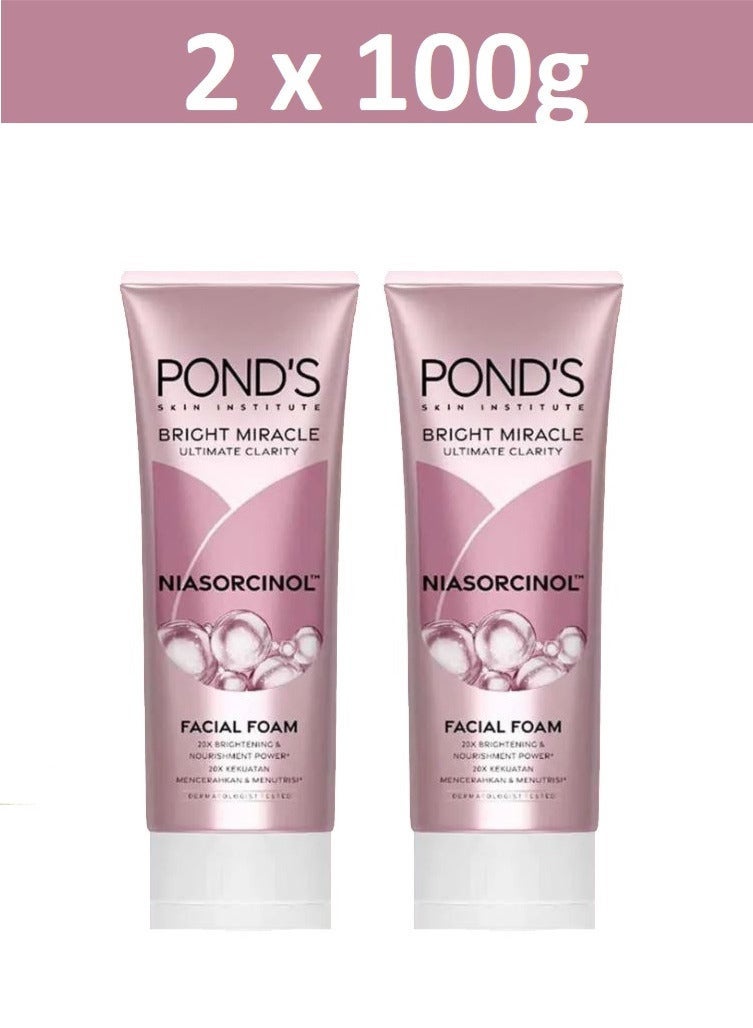 Pond's Bright Miracle Ultimate Clarity Niasorcinol Facial Foam with 20X Brightening & Nourishment Power 100g X 2 - Image 5