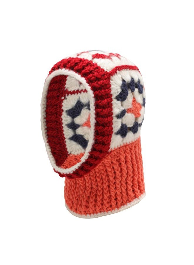ZLYC Winter Knitted Winter Hat Windproof Hooded Scarf Balaclava Beanie Hat for Women (Crochet Red), Crochet Red, One size - Image 5
