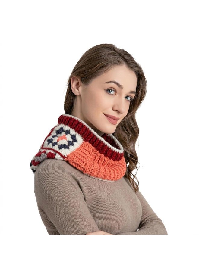 ZLYC Winter Knitted Winter Hat Windproof Hooded Scarf Balaclava Beanie Hat for Women (Crochet Red), Crochet Red, One size - Image 3