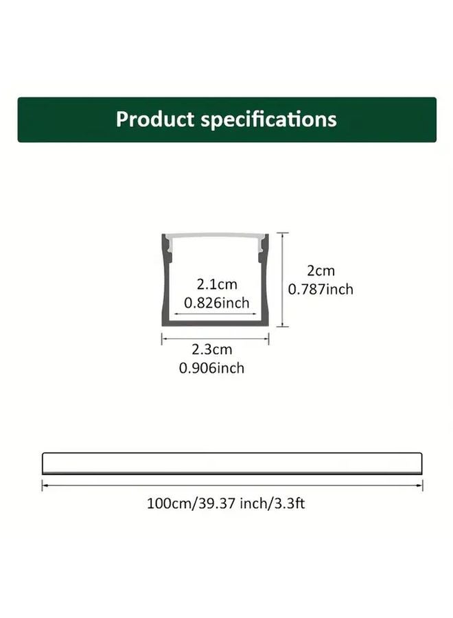 Black U Shaped LED Aluminum Channel System 1m With Milky White Diffuser Cover - Image 4