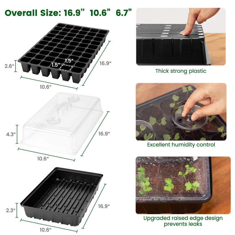 SOLIGT 60 Cell Seed Starter Kit with Grow Light and Heat Mat, Seed Starter Tray with Higher 4.3â€ Humidity Dome, Flexible Light Positioning for Seed Starting & Seedling Growth - Image 4