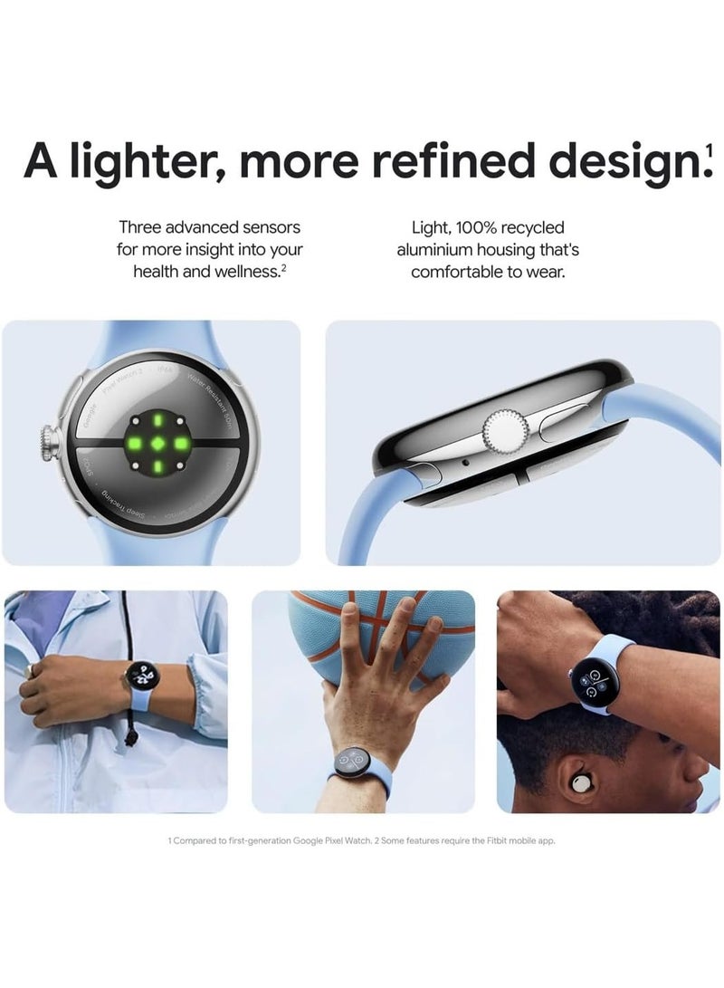 Google 306 mAh Pixel Watch 2 | 32GB+ 2GB RAM | Heart Rate Tracking, Stress Management, Safety Features - Android Smartwatch (4G LTE + Bluetooth/Wi-Fi, Silver Aluminium Case/Porcelain Active Band) Silver Aluminium - Image 4