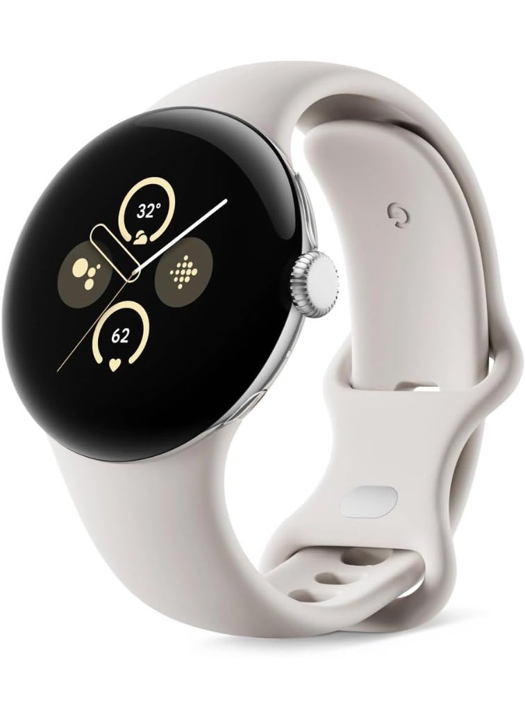 Google 306 mAh Pixel Watch 2 | 32GB+ 2GB RAM | Heart Rate Tracking, Stress Management, Safety Features - Android Smartwatch (4G LTE + Bluetooth/Wi-Fi, Silver Aluminium Case/Porcelain Active Band) Silver Aluminium - Image 1