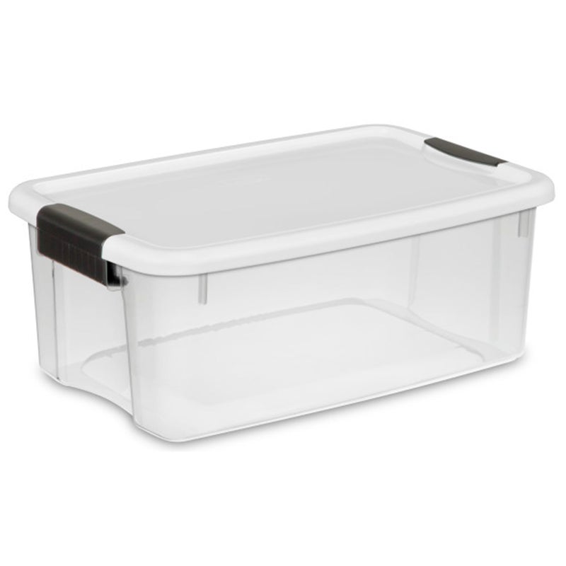 Sterilite 24Pack Stackable Storage Bin with Lid Clear Plastic Design 18 Quart