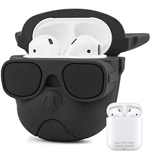 EMOH ROCED Apple AirPods Case Cover for 1st and 2nd Generation Protective Shock Proof Case Cover Compatible with AirPods 2&1 with Keychain (Bulldog Black) - Image 1