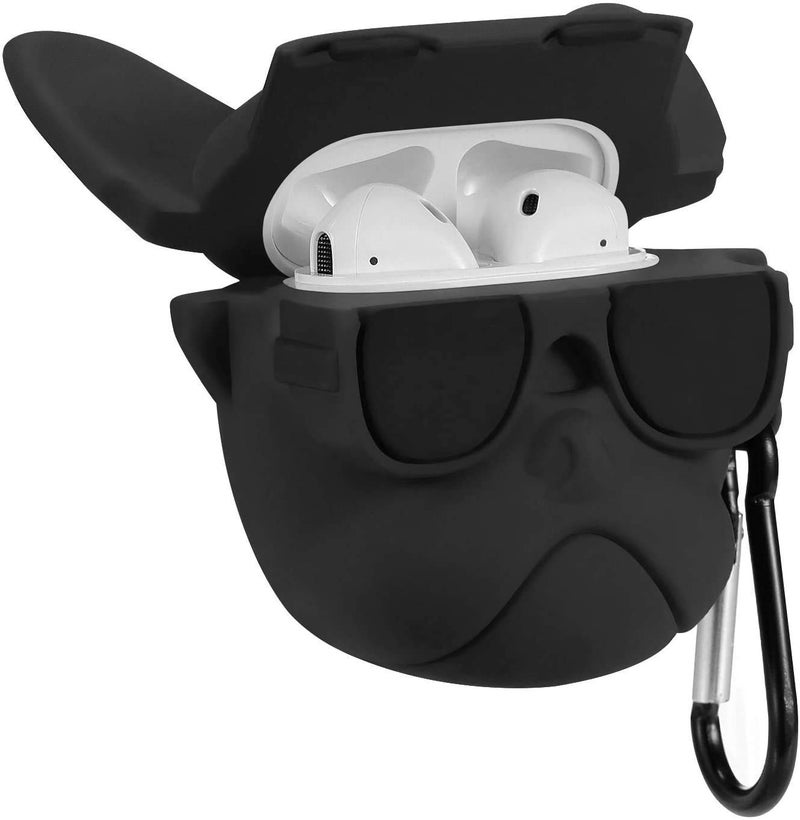 EMOH ROCED Apple AirPods Case Cover for 1st and 2nd Generation Protective Shock Proof Case Cover Compatible with AirPods 2&1 with Keychain (Bulldog Black) - Image 3