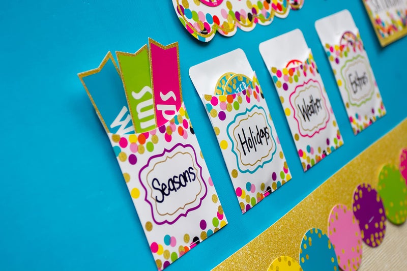 Teacher Created Resources Confetti Library Pockets, 3x 5 inch, Assorted, Multi-Pack - Image 2