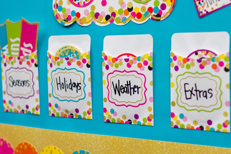 Teacher Created Resources Confetti Library Pockets, 3x 5 inch, Assorted, Multi-Pack - Image 3