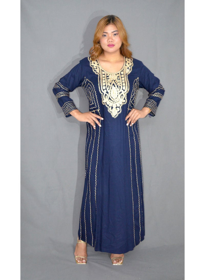 Zainah Elegant Women’s Jalabiya Dress – Modest Long Dress with Embroidered Details | Soft Viscose-Polyester Blend | Perfect for Casual & Formal Wear - Image 1