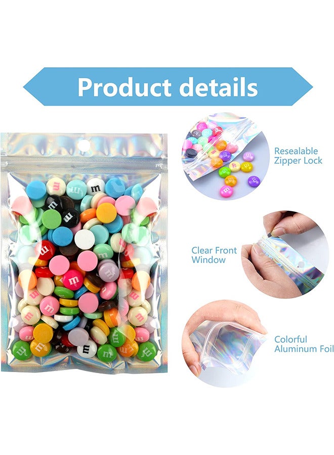 50 قطعة أكياس كيس رقائق مقاومة للرائحة قابلة للإغلاق ، أكياس تخزين طعام مسطحة شفافة زيبلوك أكياس تغليف بلاستيكية احباط مايلر لتخزين الطعام لصالح الحزب (لون قوس قزح الثلاثية الأبعاد) - Image 3