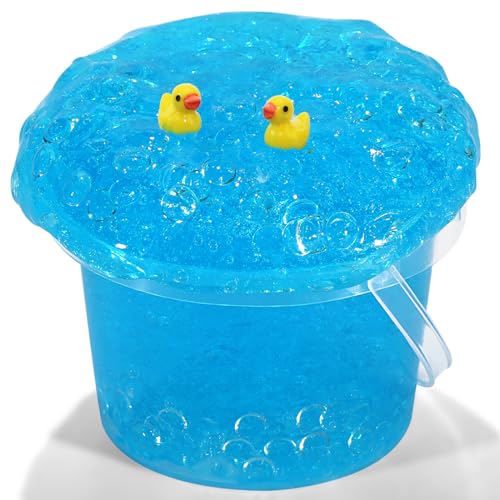Azeperoy Premade Sky Blue Jelly Cube Glimmer Crunchy Crystal Slime Includes 4 Sets of Addins Sensory and Tactile Stimulation Stress Relief Party Favors for Girls Boys - Image 1