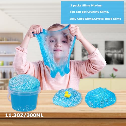 Azeperoy Premade Sky Blue Jelly Cube Glimmer Crunchy Crystal Slime Includes 4 Sets of Addins Sensory and Tactile Stimulation Stress Relief Party Favors for Girls Boys - Image 5