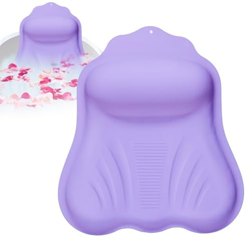 Jalopink Luxury Silicone Bath Pillow for Tub, New Cloud-Soft 4D Air-Cushion Bathtub Pillow for Head and Neck & Back Support, Strong Suction Cups, Waterproof Quick-Dry Bathtub Headrest (Purple) - Image 1