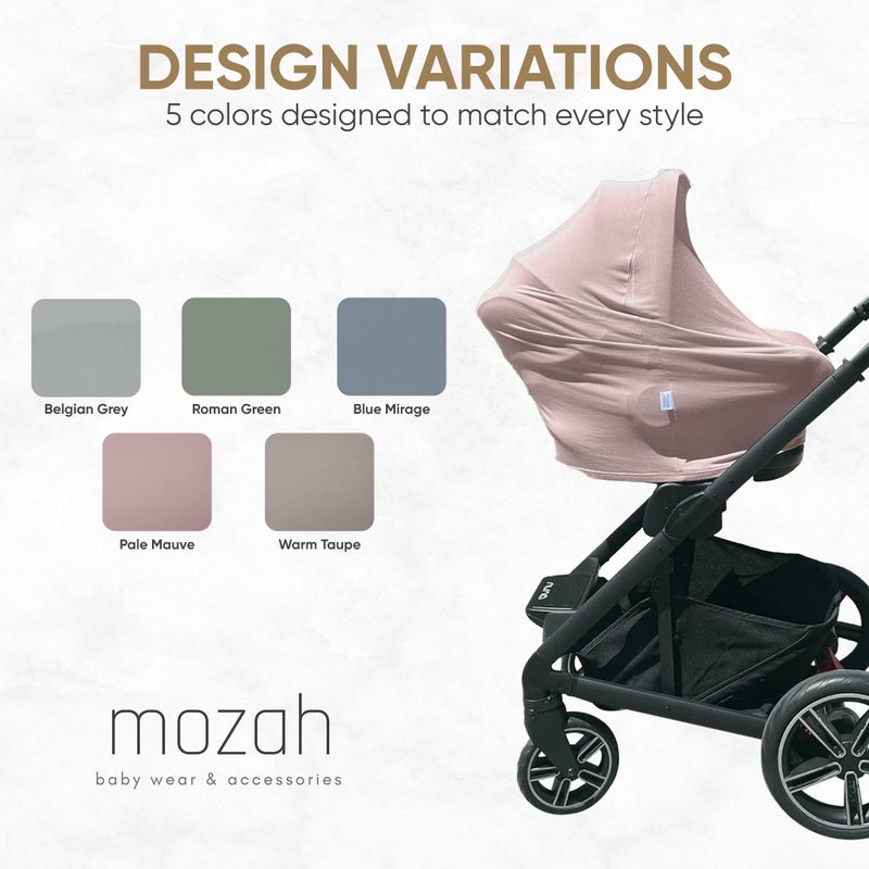 MOZAH غطاء متعدد الاستخدامات للأطفال من MOZAH: غطاء مقعد السيارة للأطفال 9 في 1، غطاء للرضاعة، غطاء لعربة التسوق والمزيد، مستلزمات الرضاعة للأمهات الجدد في سجل المواليد (موف باهت، وردي غامق) - Image 5