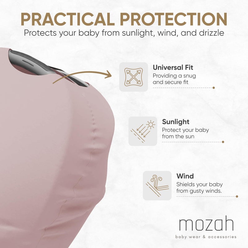 MOZAH غطاء متعدد الاستخدامات للأطفال من MOZAH: غطاء مقعد السيارة للأطفال 9 في 1، غطاء للرضاعة، غطاء لعربة التسوق والمزيد، مستلزمات الرضاعة للأمهات الجدد في سجل المواليد (موف باهت، وردي غامق) - Image 3