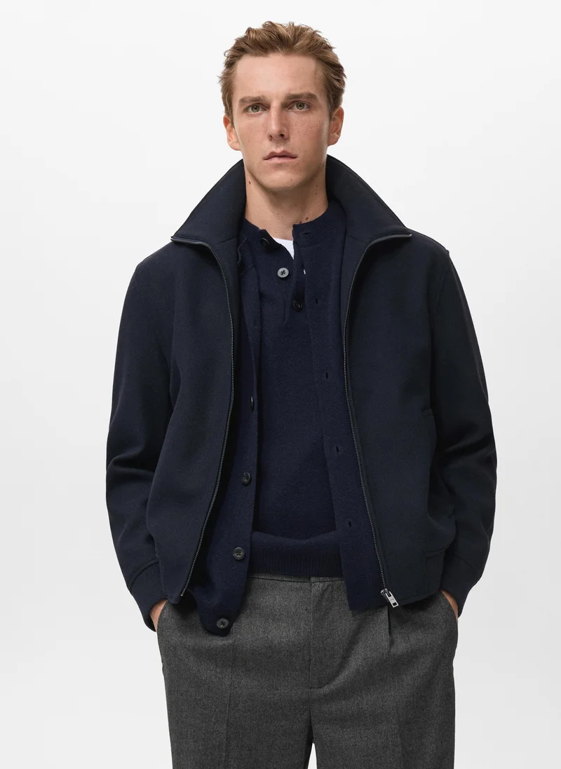 مانجو مان Zip textured jacket