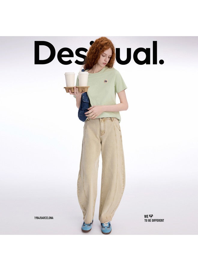 DESIGUAL spring/summer 2025 New Washed Curve Hem Jeans - Women's Wide-leg Pants - Image 5