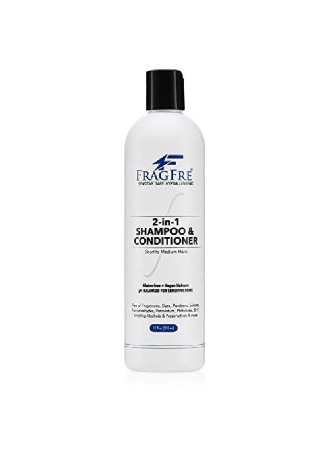 FRAGFRE 2 In 1 Shampoo And Conditioner 12 Oz Fragrance Free Conditioning Shampoo For Short To Medium Hairs Color Safe Wash And Go Sulfate Free Cleansing Conditioner For Sensitive Scalps (1 Pack)  - Image 1