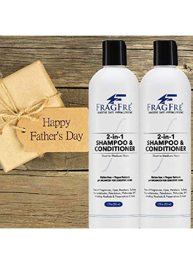 FRAGFRE 2 In 1 Shampoo And Conditioner 12 Oz Fragrance Free Conditioning Shampoo For Short To Medium Hairs Color Safe Wash And Go Sulfate Free Cleansing Conditioner For Sensitive Scalps (1 Pack)  - Image 3