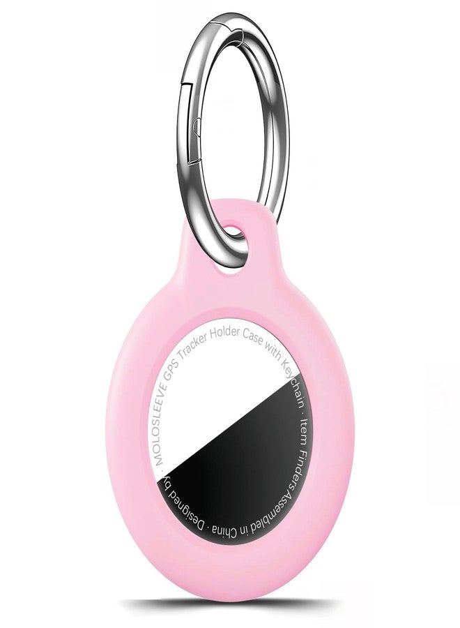 MOLOSLEEVE for Airtag Holder Case with Keychain, Shockproof GPS Cover Anti-Scratch Key Chain for Air Tags, for Airtag Accessories for GPS Item Tracker Cases for Bags, Luggages, Blossom Pink - Image 1