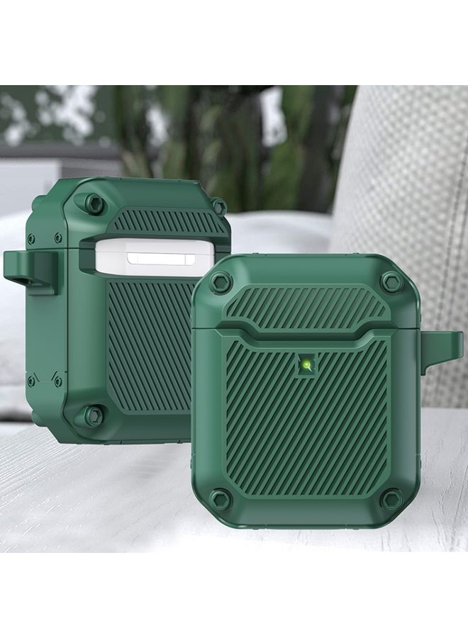 Raxoom Case Cover Shield Armor Shield Armor Waterproof Wireless Earphone Protective Case For AirPods 1/2 Dark Green
