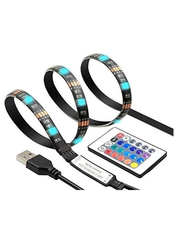 General - 2M LED Backlight Strip for HD TV PC Desktop Aquarium Decoration, Waterproof RGB Screen Light with Remote Control, USB Powered, Multi Color - Image 1