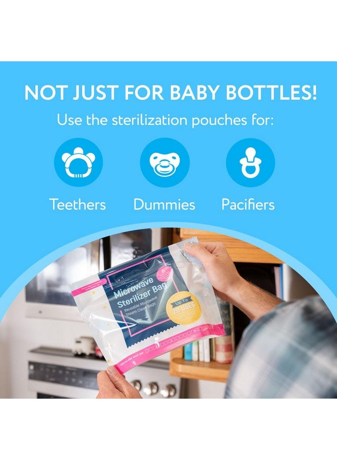 IMPRESA 15 Pack Microwave Baby Bottle Sterilizer Bags 300 Uses Per Pack Travel Baby Bottle Cleaner Microwave Sterilizer Bag Breast Feeding Baby Travel Accessories Use With Soothers & Teethers - Image 5