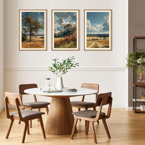 KAIRNE Nature Landscape Framed Canvas Wall Art Set,Watercolor Countryside Forest Wall Decor,Blue Green Scenery Art Prints,Rustic Wilderness Artwork for Living Room,Bedroom,Farmhouse,Office-16 x24 x3 - Image 4
