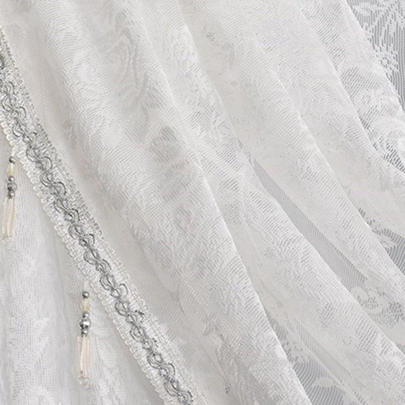 Elegant Laces Waterfalls Valance with Beadeds Tassels and Florals Embroidery for Bedroom Living Room Kitchen Basement Elegant Laces Window Valance - Image 4
