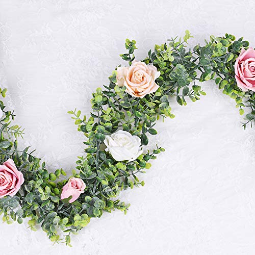 Lvydec 6 Pack Artificial Eucalyptus Garland, Fake Eucalyptus Greenery Garland Wedding Backdrop Arch Wall Decor, 6 Feet/Strand Fake Hanging Plant for Table Festival Party Decoration - Image 5