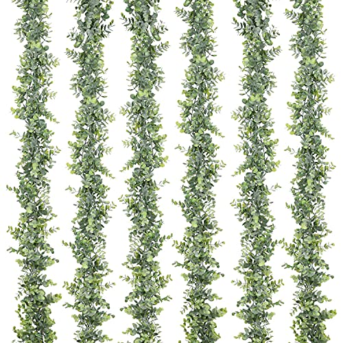 Lvydec 6 Pack Artificial Eucalyptus Garland, Fake Eucalyptus Greenery Garland Wedding Backdrop Arch Wall Decor, 6 Feet/Strand Fake Hanging Plant for Table Festival Party Decoration - Image 1