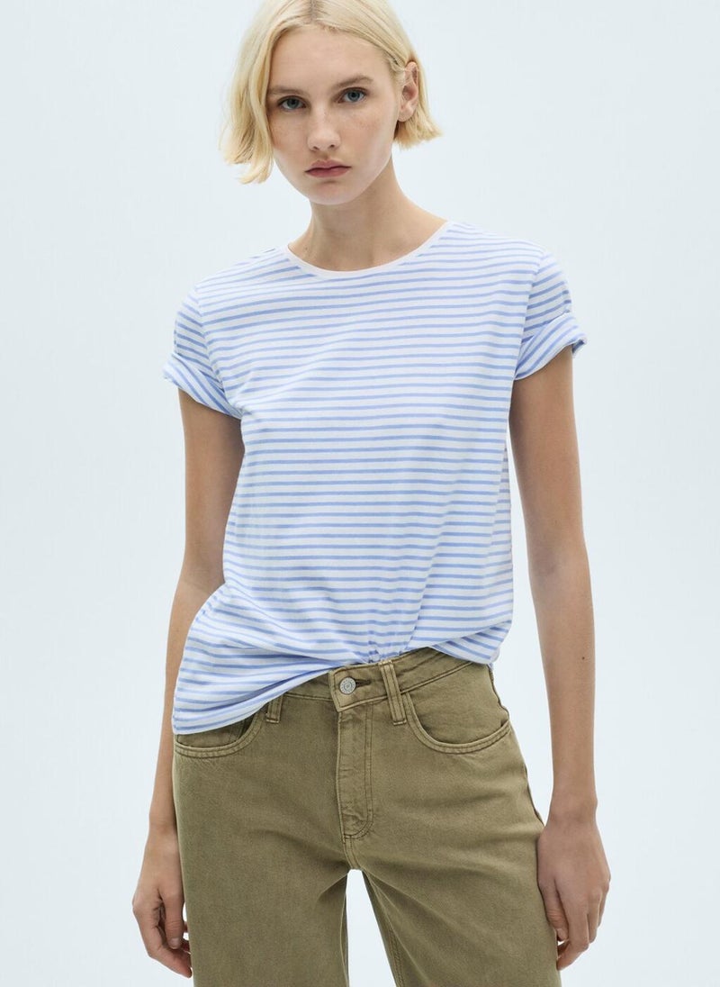 MANGO - Striped Short-Sleeved T-Shirt - Image 1