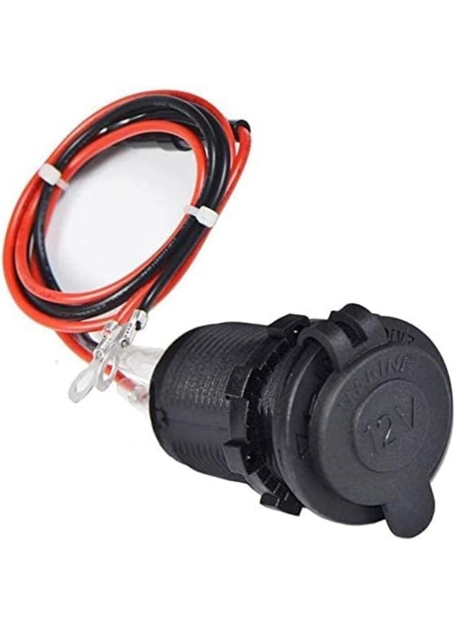 Topleo 12V Car Cigarette Lighter Socket Waterproof and Dustproof plug socket for Car Truck Motobike Boats Marine ATV, with Fuse & 60cm Cable  - Image 1