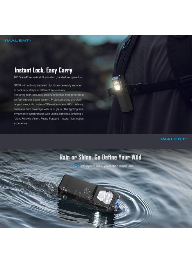 IMALENT Rechargeable Clip Flashlight 3-in-1 USB-C, GR36 – 2800 Lumen (Cool White + Warm Light + UV), EDC Mini Magnetic Base Torch Waterproof for Running, Working and Outdoor Home Emergencies - Image 3